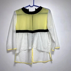 Women's VENINI mesh shirt, multicolor size 46 elegant round neck zip back shirt.